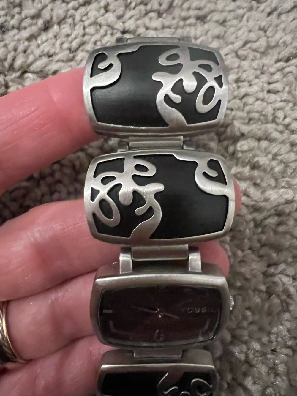 Fossil Women's Brown Wood grain and Silver Link Bracelet Watch - Picture 3 of 4